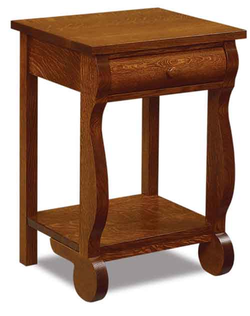 Amish Old Classic Sleigh 1 Drawer Open Nightstand - Click Image to Close