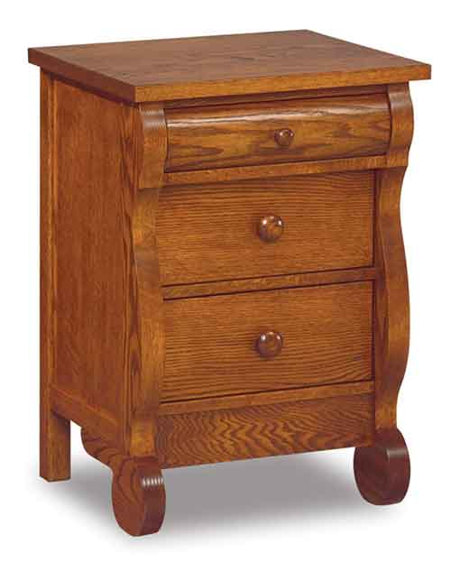 Amish Old Classic Sleigh Small 3 Drawer Nightstand - Click Image to Close