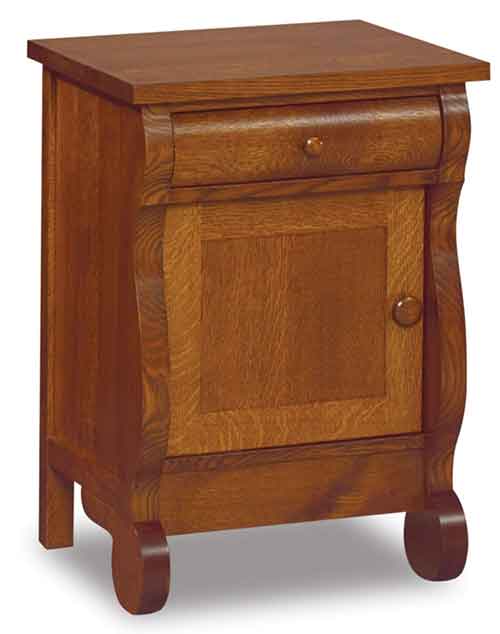 Amish Old Classic Sleigh Small 1 Drawer, 1 Door Nightstand - Click Image to Close