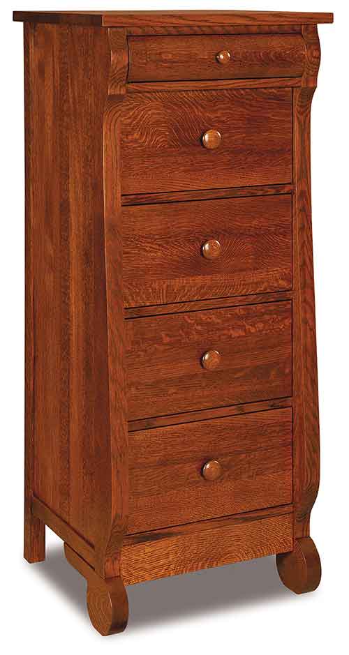 Amish Old Classic Sleigh 5 Drawer Lingerie Chest - Click Image to Close