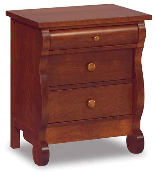 Amish Old Classic Sleigh 3 Drawer Nightstand - Click Image to Close