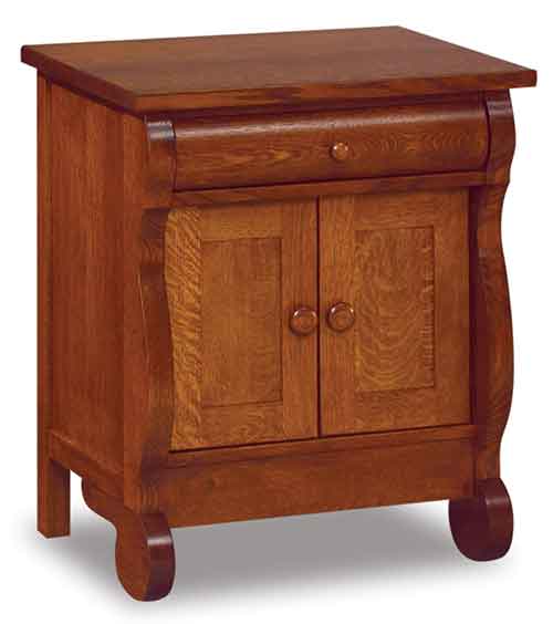 Amish Old Classic Sleigh 1 Drawer, 2 Door, Nightstand - Click Image to Close