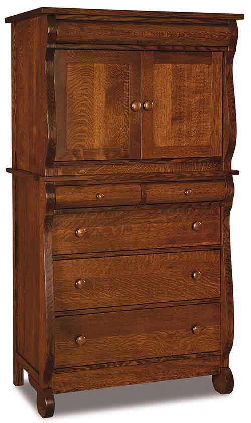 Amish Old Classic Sleigh Chest Armoire - Click Image to Close