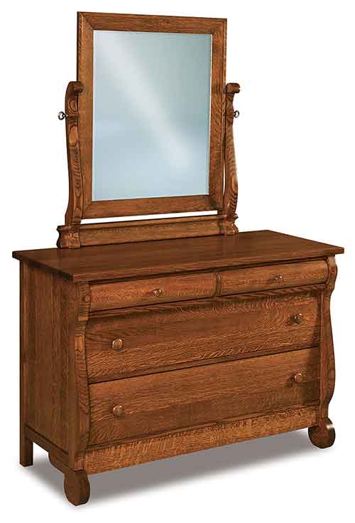 Amish Old Classic Sleigh 4 Drawer Dresser - Click Image to Close