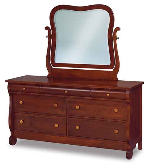 Amish Old Classic Sleigh 7 Drawer Dresser - Click Image to Close