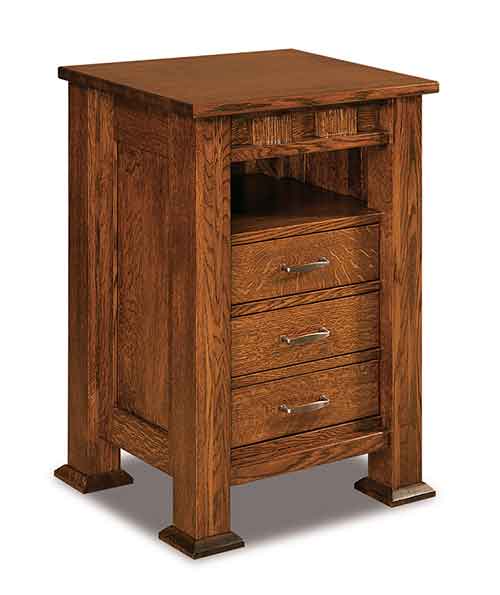 Amish Sequoyah 3 Drawer Nightstand w/opening - Click Image to Close