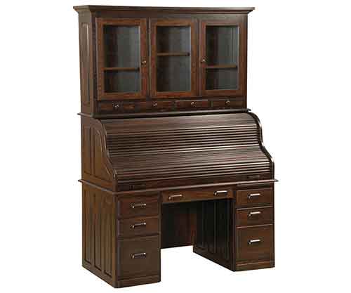 (image for) Amish Computer Rolltop Desk with Hutch