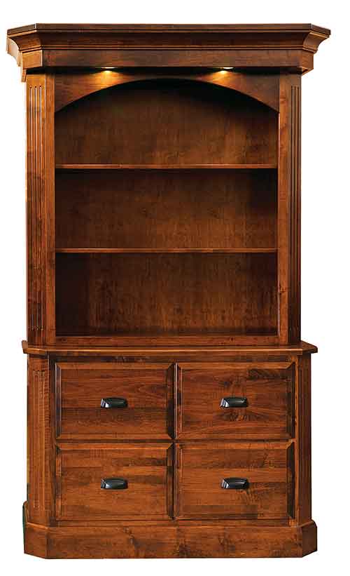 (image for) Amish Saturn Four Drawer File Cabinet with Hutch