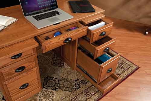 Tradtional and Mission Flat Top Desk with Raised Panel Back - Click Image to Close