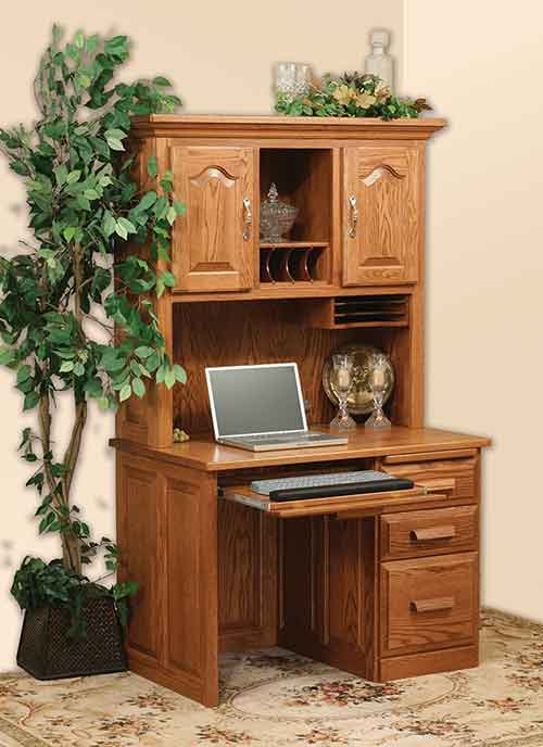 Computer Flat Top Desk with Plain Back Hutch - Click Image to Close