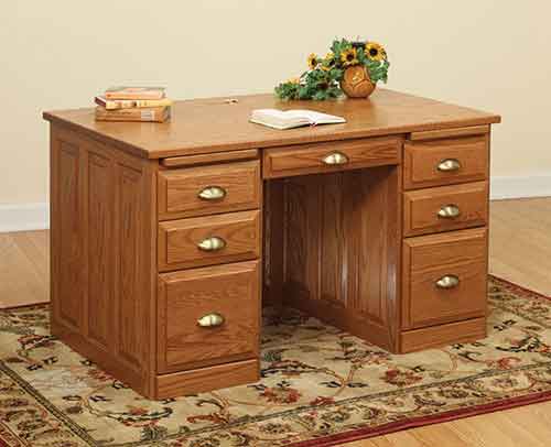 Tradtional Flat Top Desk with Raised Panel Back - Click Image to Close