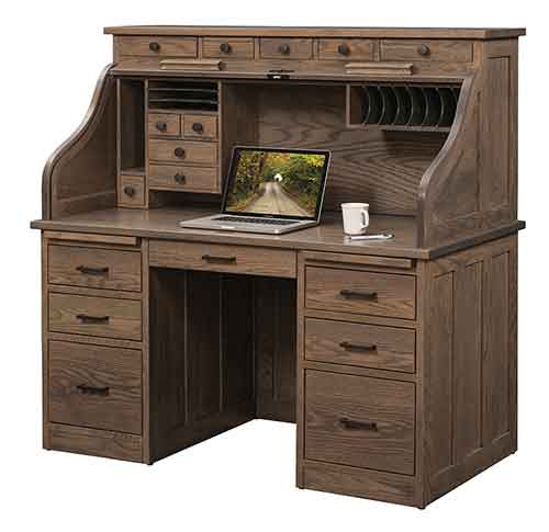 Computer Rolltop Desk Drawers on Top - Click Image to Close
