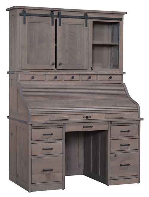 Mission Rolltop with Barn Door Hutch - Click Image to Close