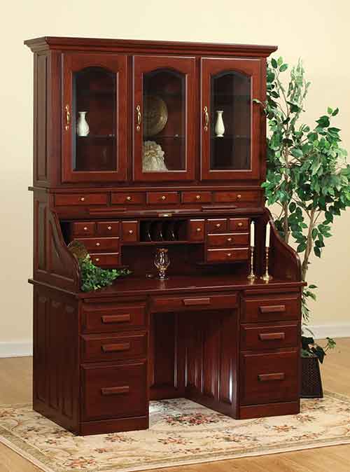 Traditional Rolltop with Hutch and Drawers on Top - Click Image to Close