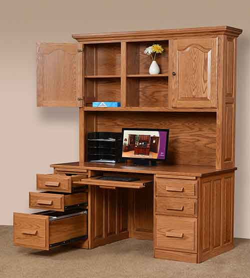 Computer Flat Top Desk with Plain Back Hutch