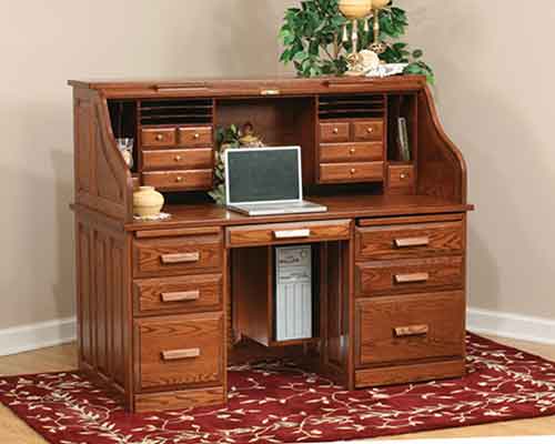 Computer Rolltop Desk with Pull Out Return - Click Image to Close