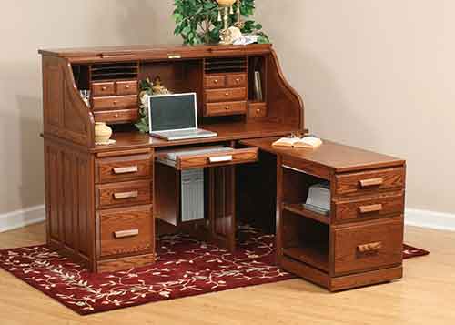 Computer Rolltop Desk with Pull Out Return - Click Image to Close