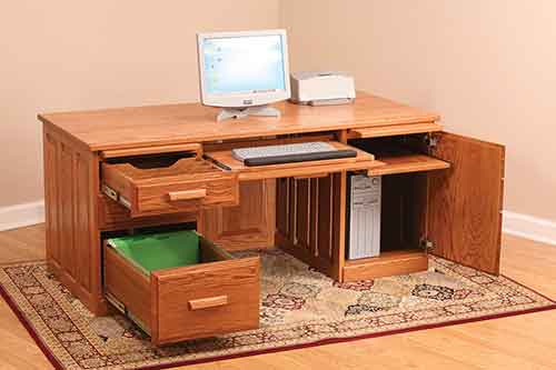 Computer Flat Top Desk Raised Panel Back - Click Image to Close