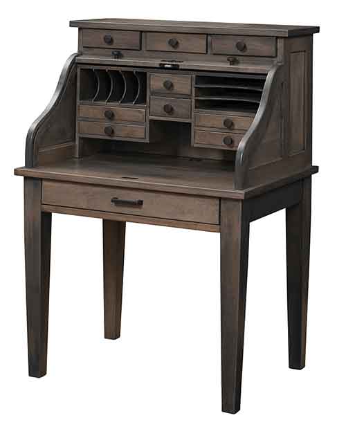 Mission Secretary Roll Top Desk Drawers on Top - Click Image to Close